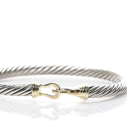 David Yurman Sterling Silver 14K Yellow Gold 5mm Cable Classic Buckle Bracelet 6 of 6