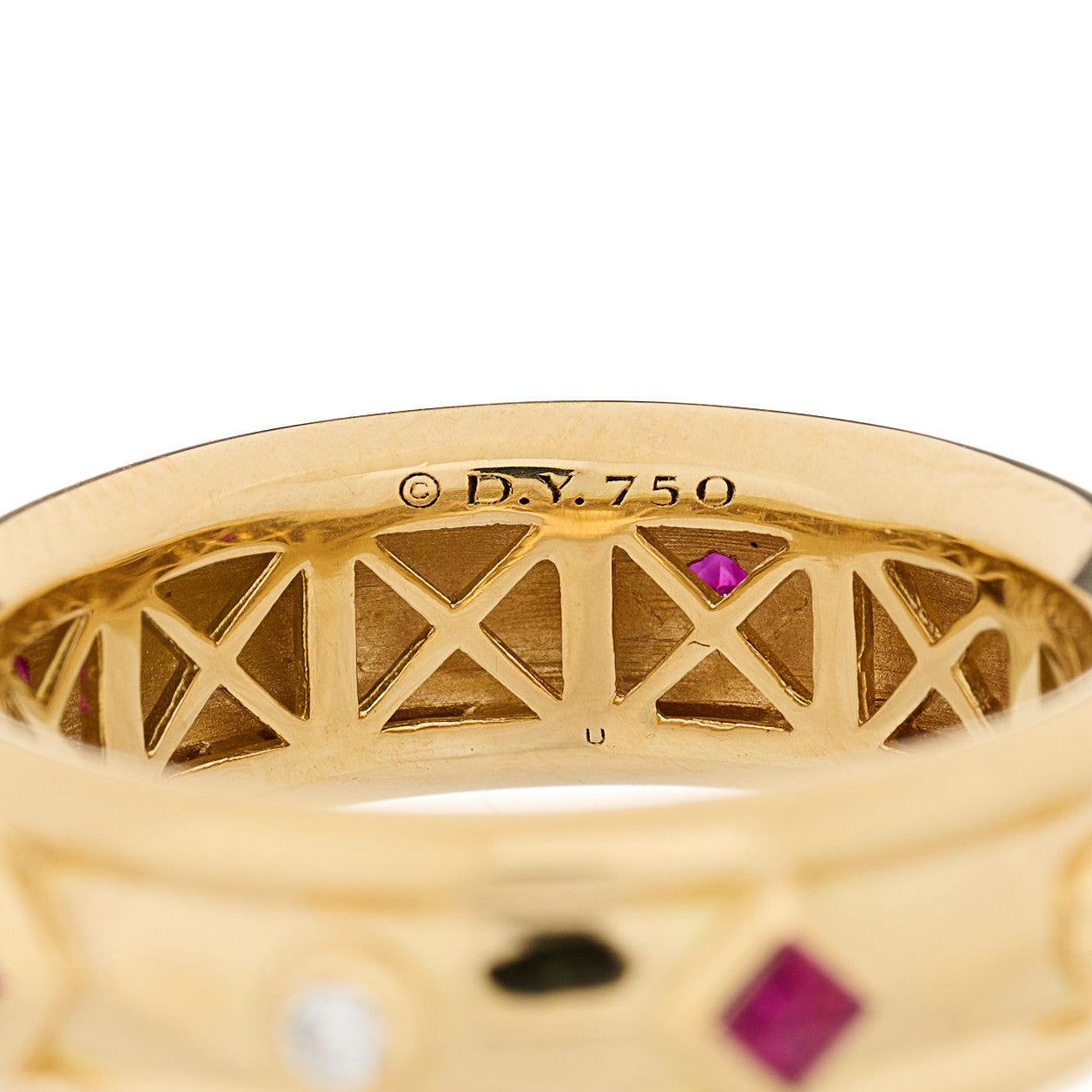 David Yurman 18K Yellow Gold Diamond Ruby Modern Renaissance Ring 54 7 4 of 4