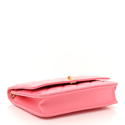 Chanel Lambskin Quilted CC Pearl Crush Wallet on Chain WOC Pink 4 of 13