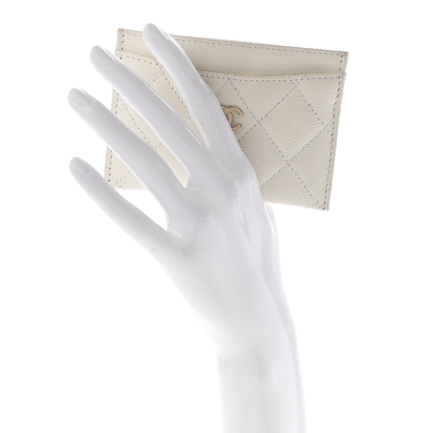 Caviar Quilted Card Holder White