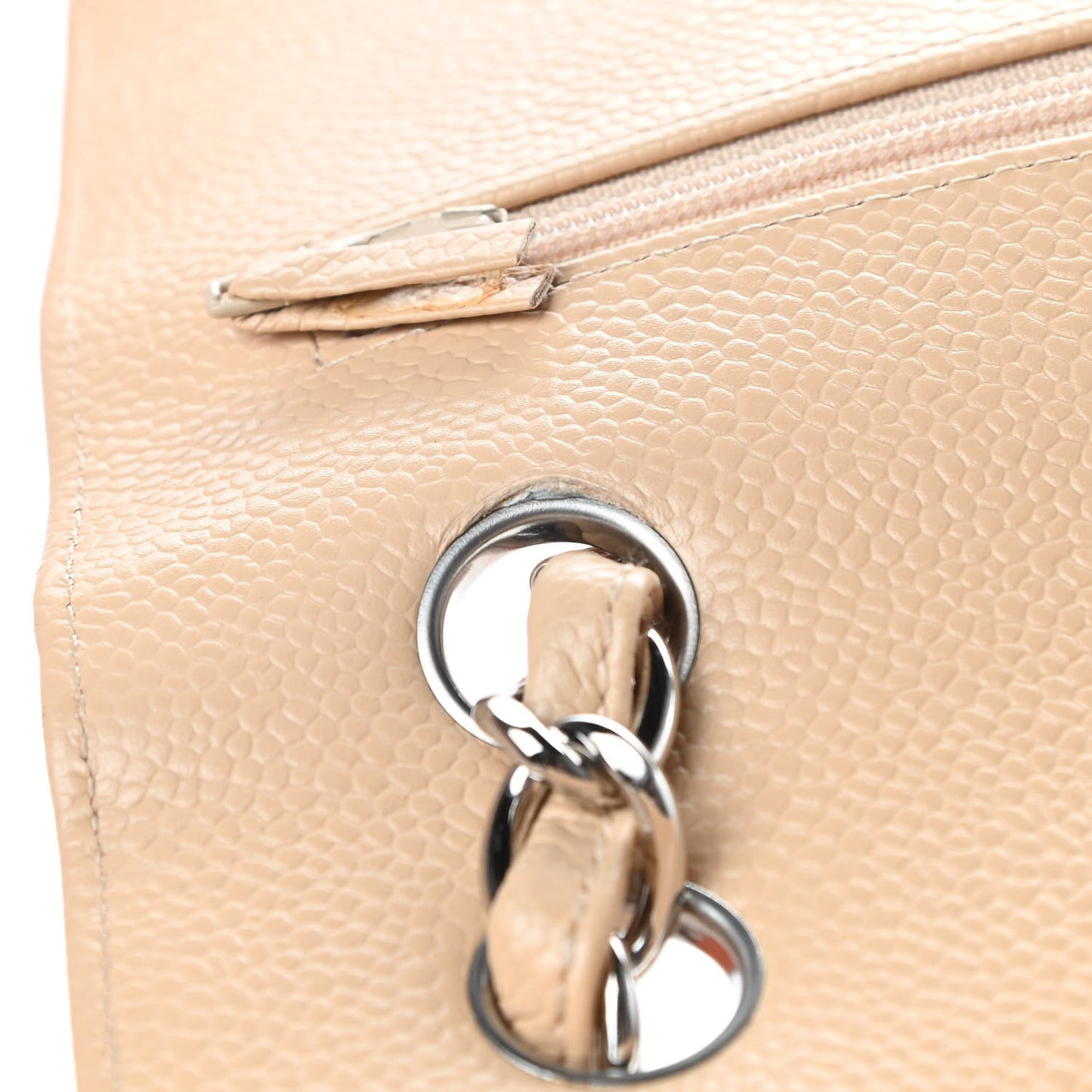 Caviar Quilted Jumbo Double Flap Beige Clair