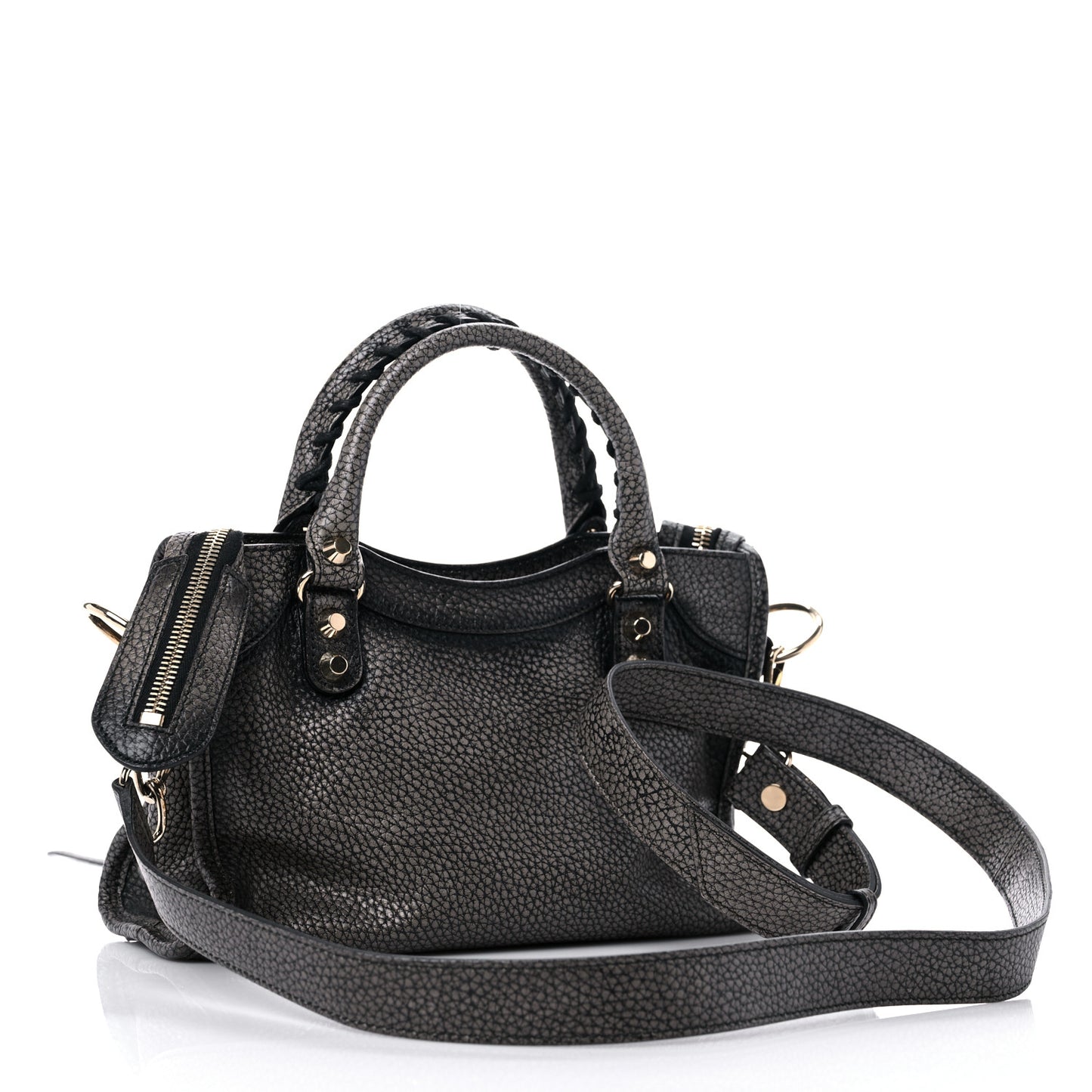 Grained Calfskin Classic Gold Hardware Mini City Ombre Grey Gradient