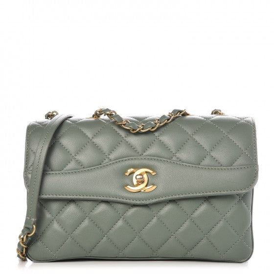 Lambskin Quilted Coco Vintage Flap Green