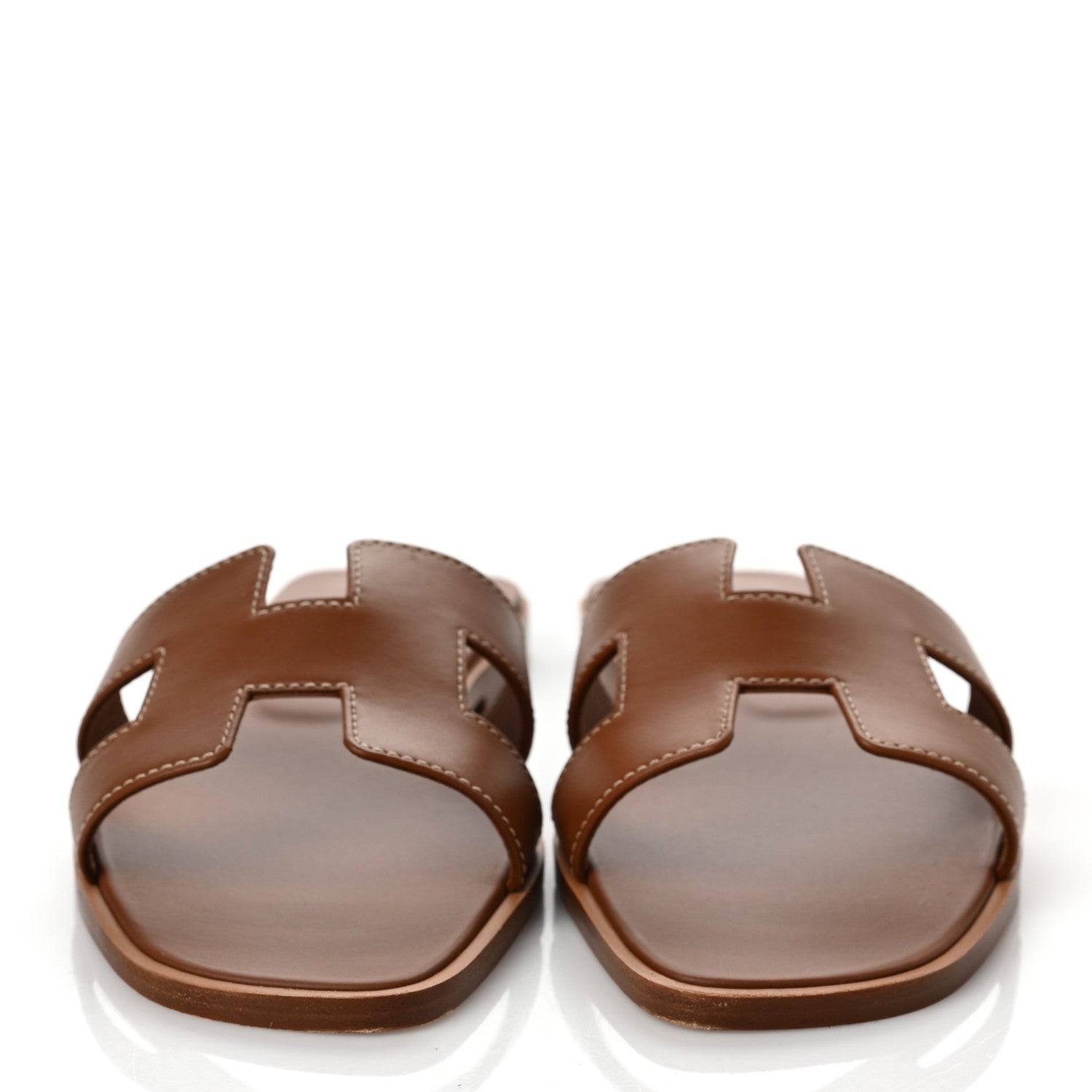 Hermes Box Calfskin Oran Sandals 36.5 Gold 2 of 9