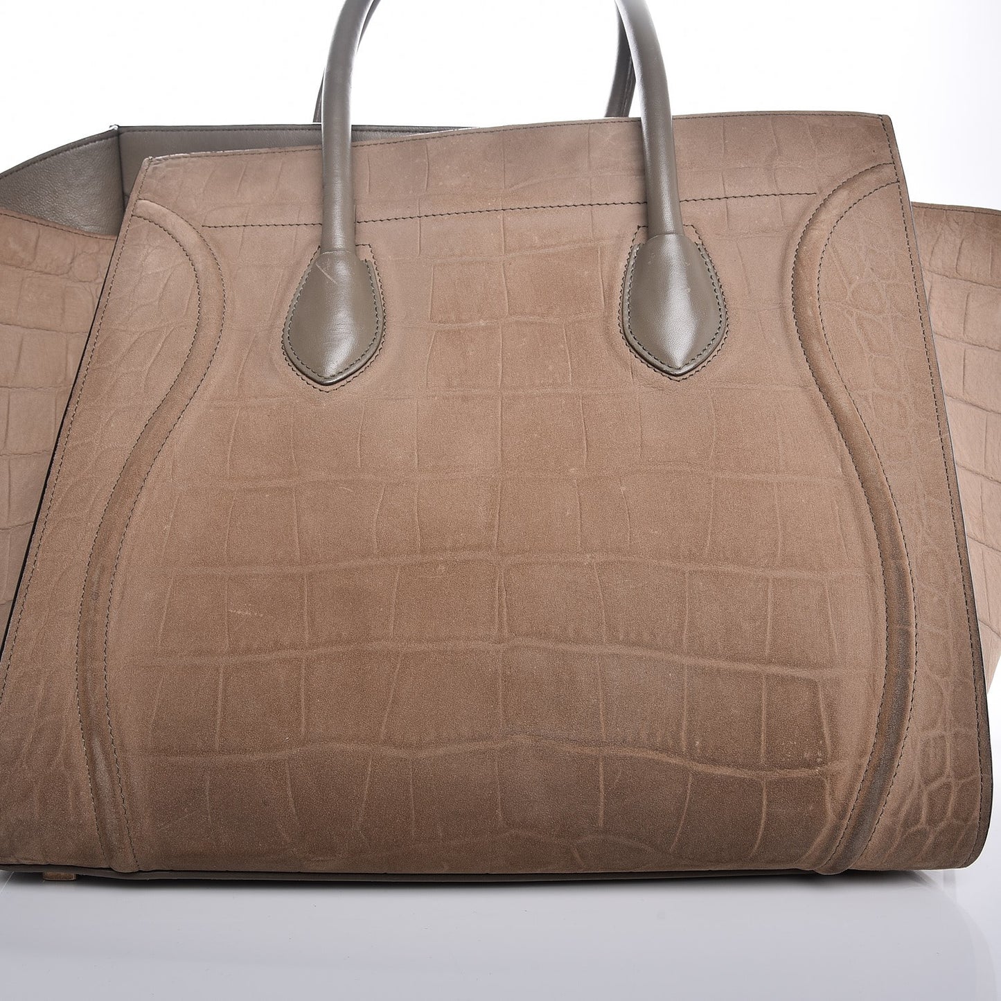 Crocodile Embossed Nubuck Medium Phantom Luggage Beige