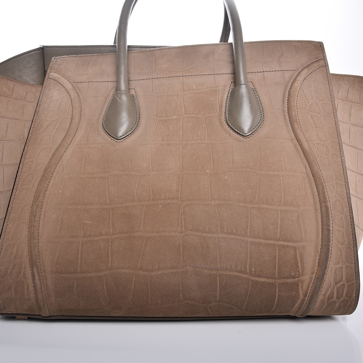 Celine Crocodile Embossed Nubuck Medium Phantom Luggage Beige 11 of 11