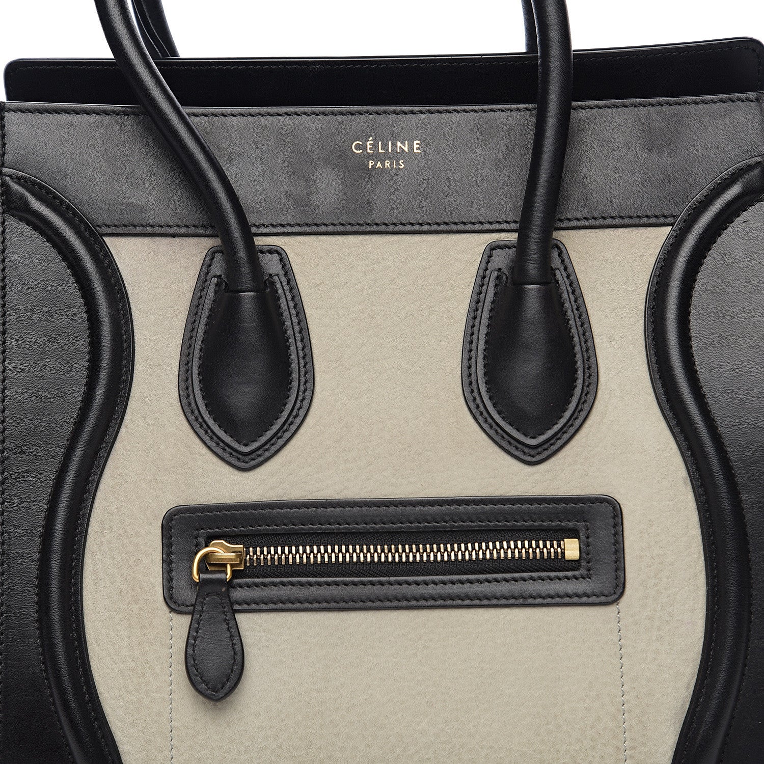 Celine Elephant Calfskin Micro Tri-Color Luggage Chalk 6 of 10