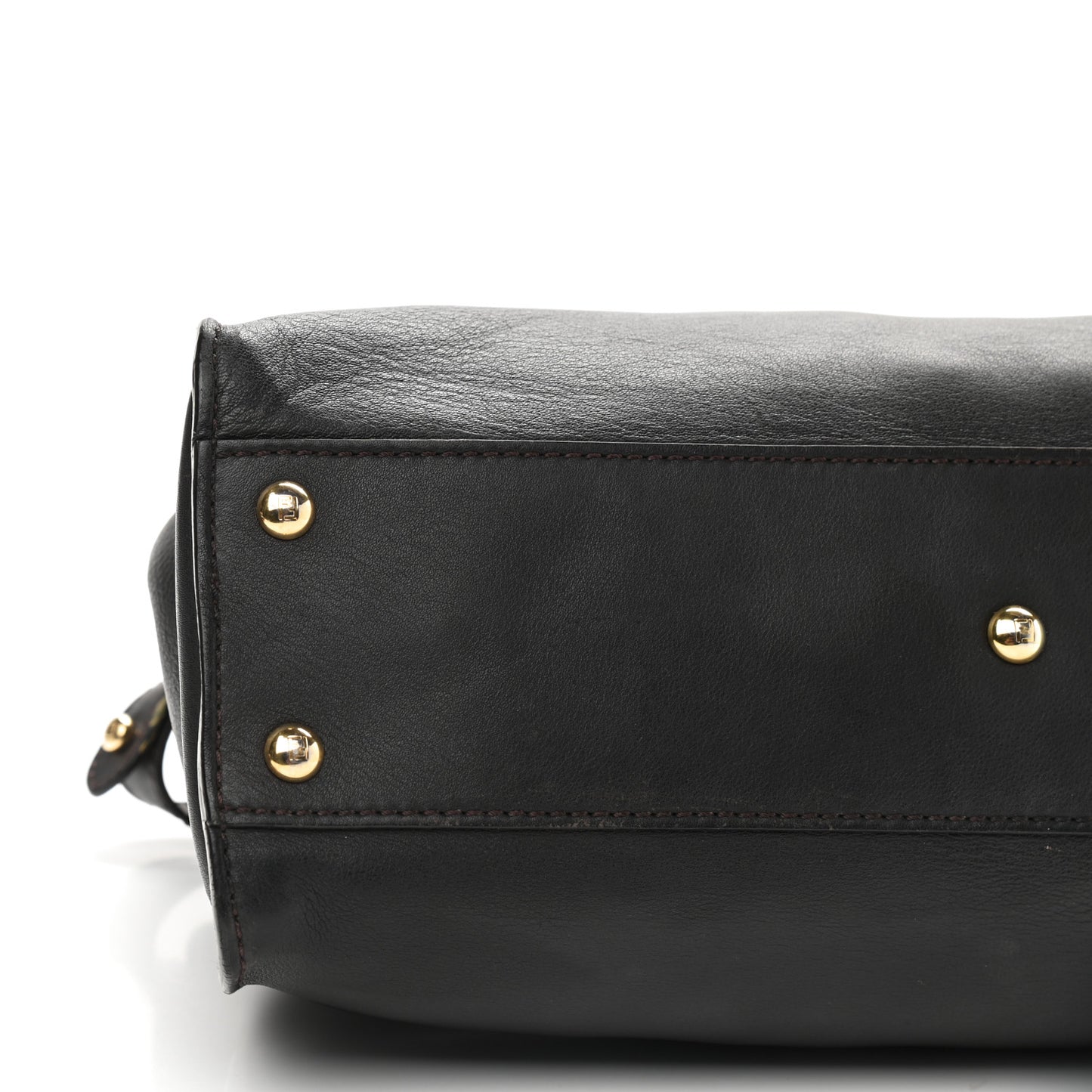 Vitello Seta Shiny Nappa Medium Peekaboo Iconic Satchel Dark Brown Yellow