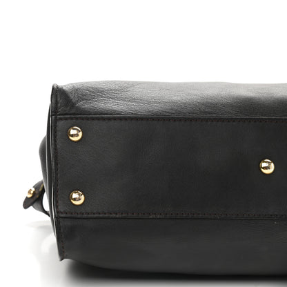 Fendi Vitello Seta Shiny Nappa Medium Peekaboo Iconic Satchel Dark Brown Yellow 8 of 9