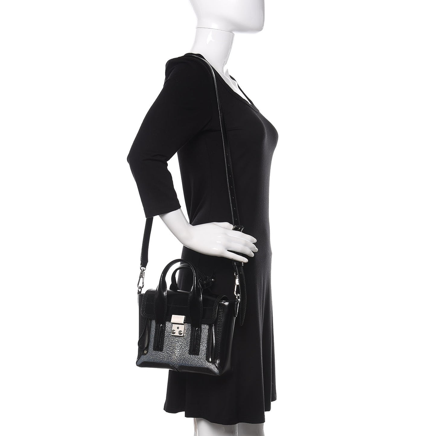 3.1 Smooth Calfskin Stingray Mini Pashli Satchel Black