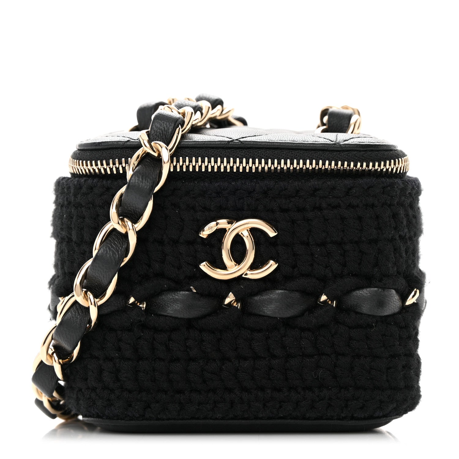Chanel Lambskin Crochet Small Vanity Case With Chain Black 1 of 17