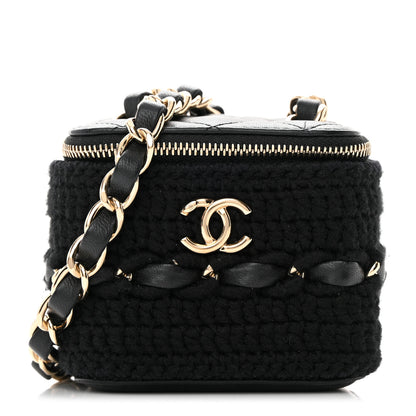 Chanel Lambskin Crochet Small Vanity Case With Chain Black 1 of 17