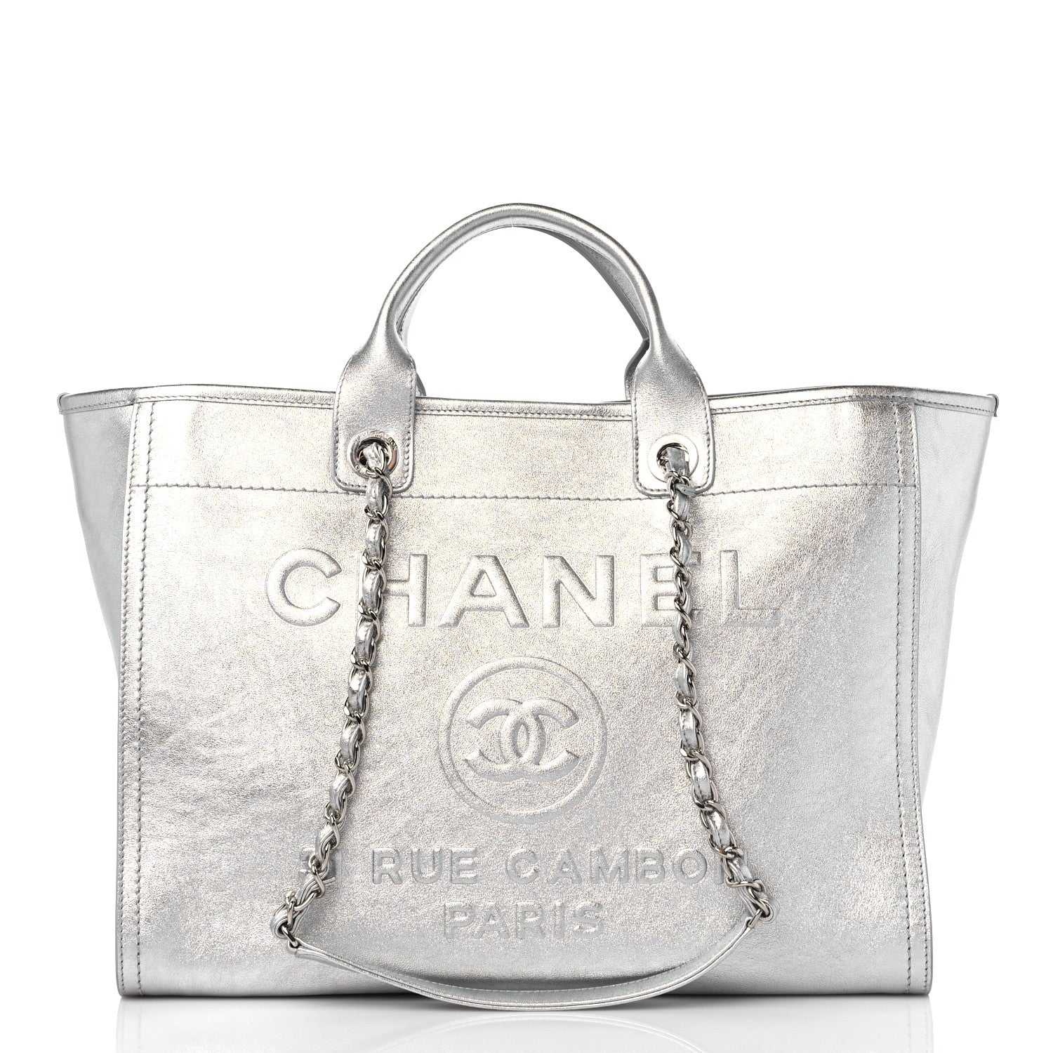 Chanel Metallic Calfskin Medium Deauville Tote Silver 4 of 12