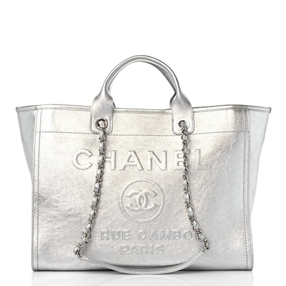 Chanel Metallic Calfskin Medium Deauville Tote Silver 4 of 12