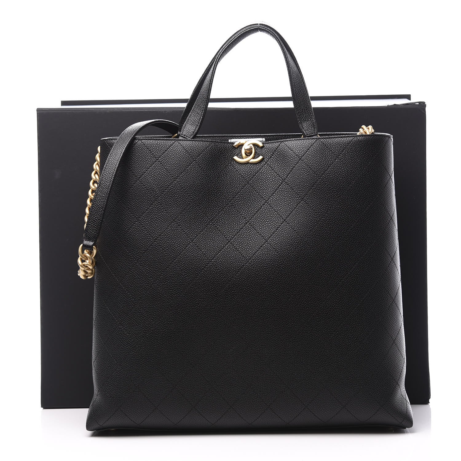 Chanel Caviar Stitched Large Shopping Tote Bag Black 11 of 11