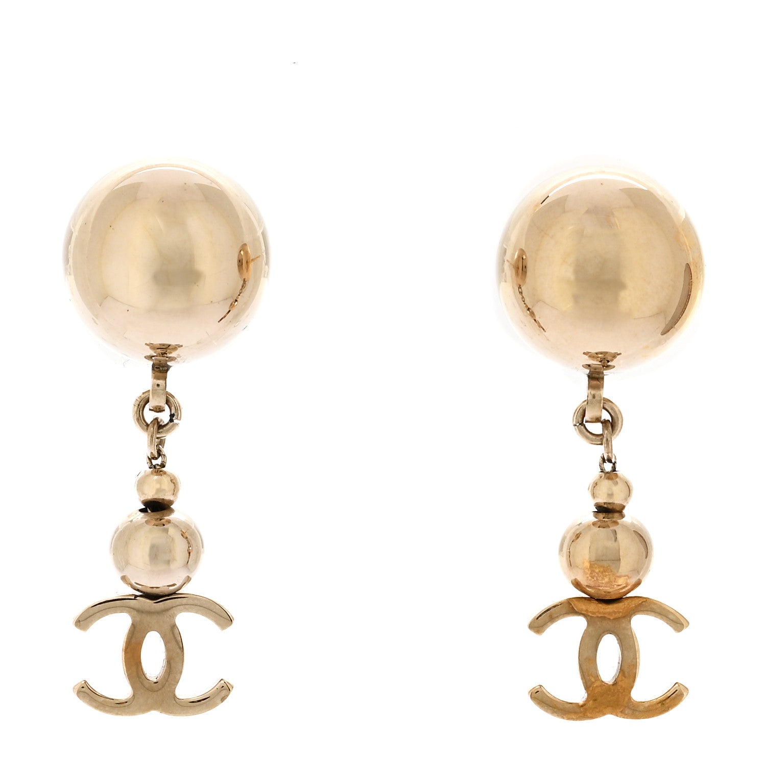 Chanel Metal CC Drop Earrings Gold 1 of 5