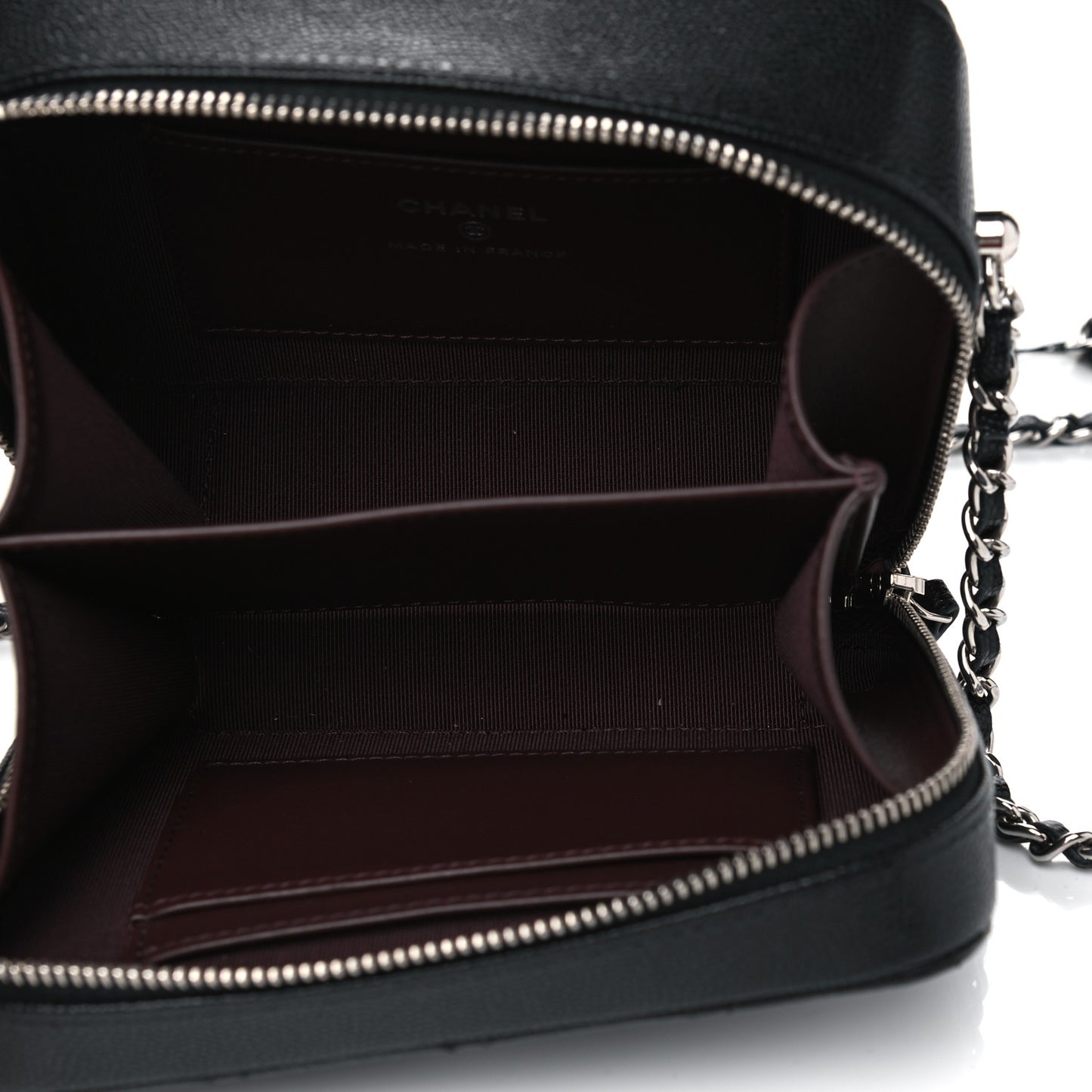 Caviar Quilted CC Vanity Case With Chain Black