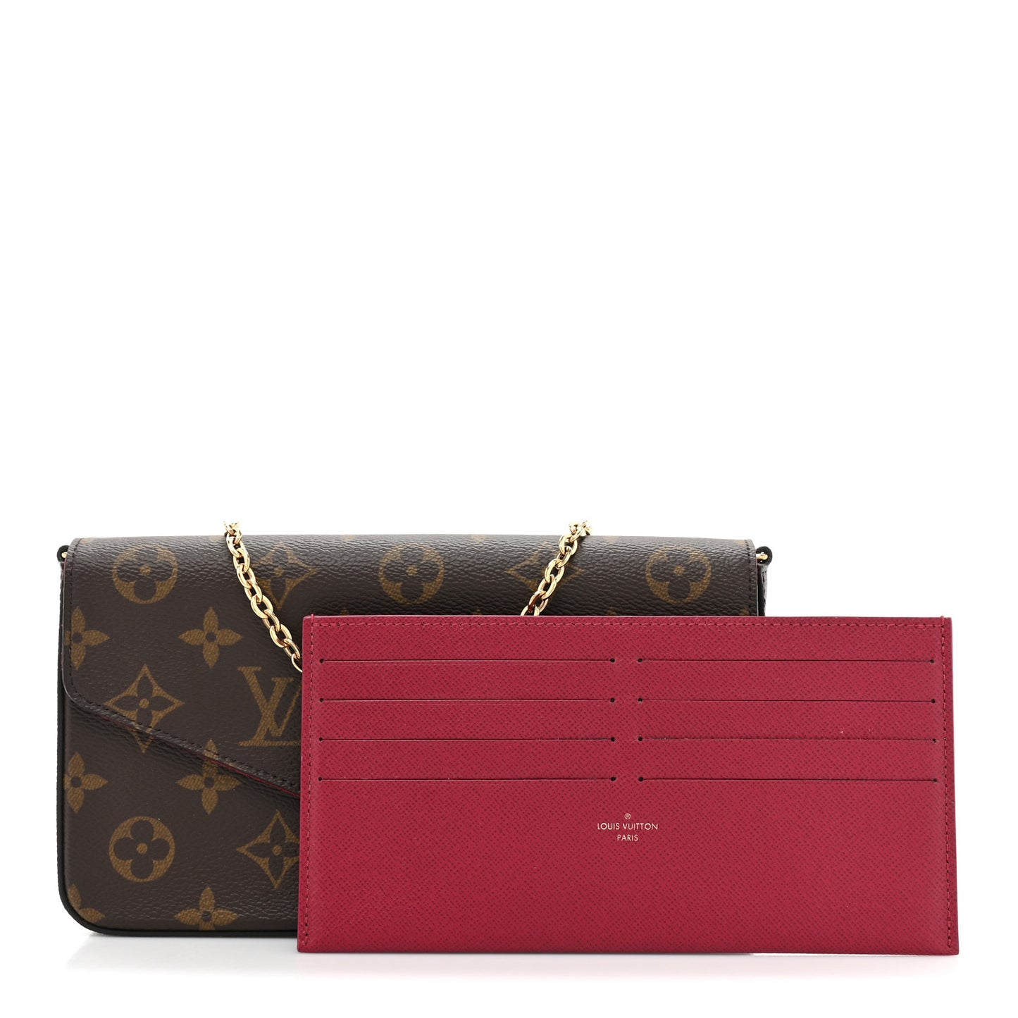 Monogram Pochette Felicie Chain Wallet Fuchsia