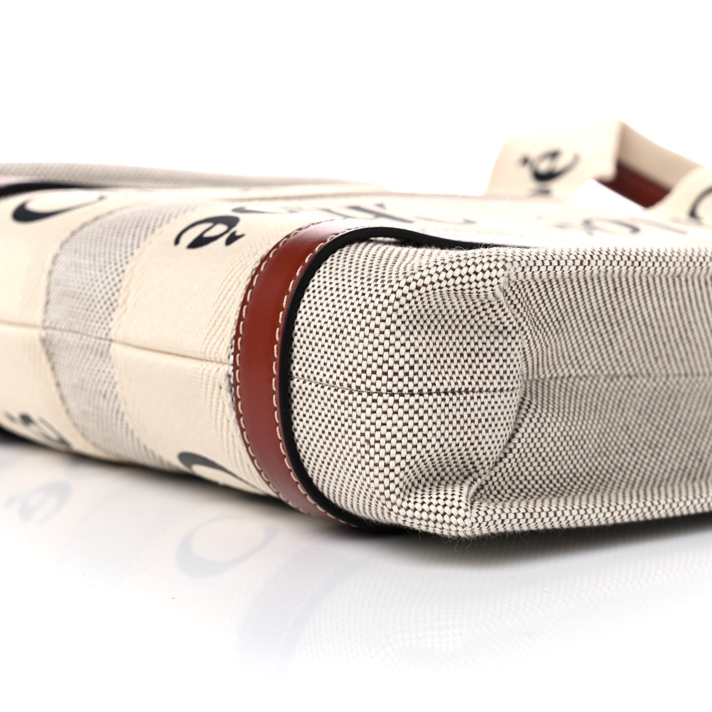 Cotton Calfskin Small Woody Ribbon Tote With Strap White Brown