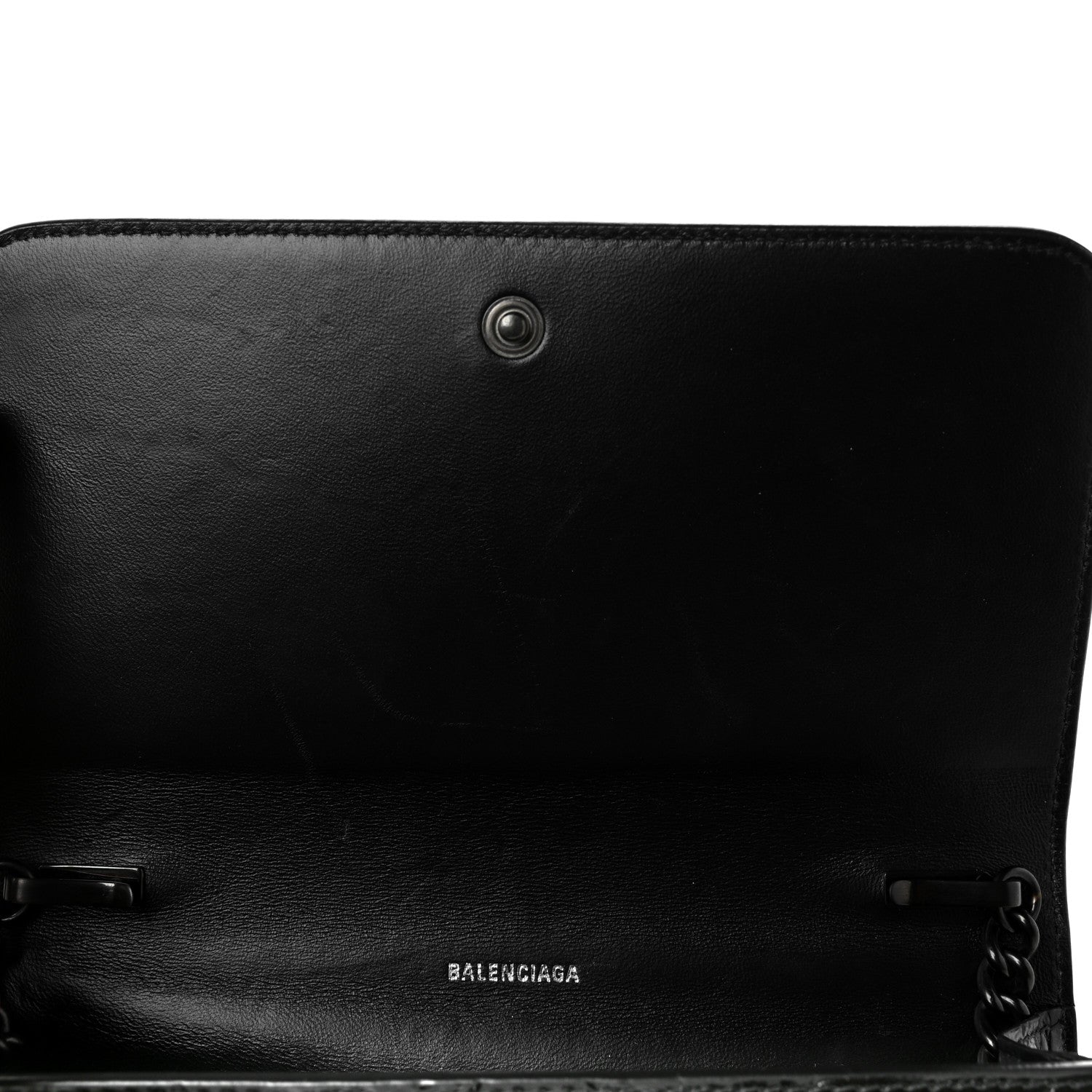 Balenciaga Shiny Calfskin Crocodile Embossed BB Phone Holder Wallet On Chain Black 8 of 8