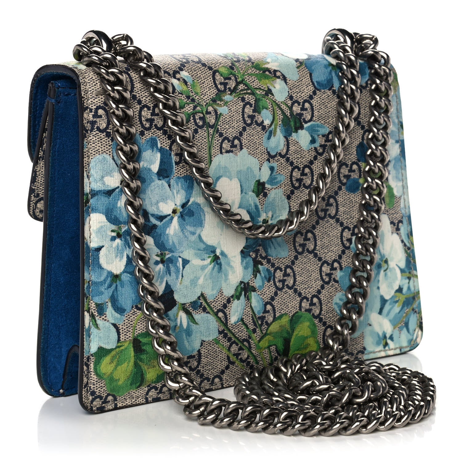 Gucci GG Supreme Monogram Blooms Mini Dionysus Shoulder Bag Beige Navy Vintage Blue 3 of 13