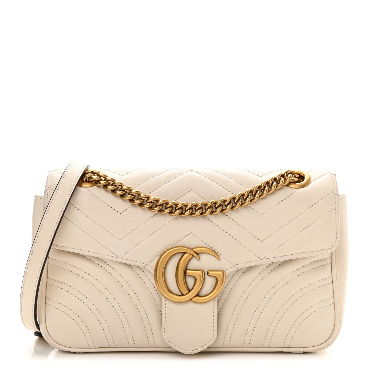Gucci Calfskin Matelasse Small GG Marmont Shoulder Bag White 1 of 12