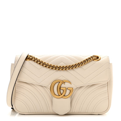 Gucci Calfskin Matelasse Small GG Marmont Shoulder Bag White 1 of 12