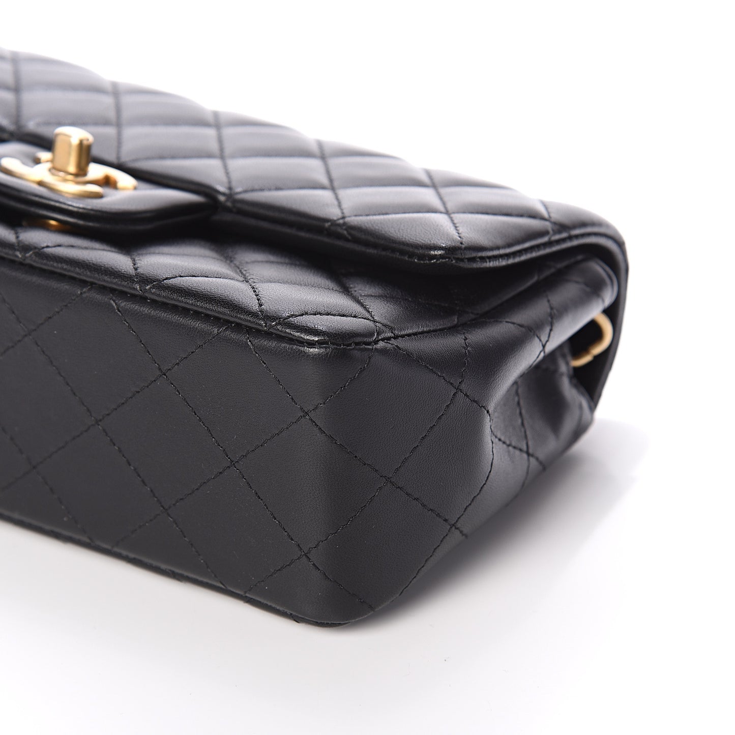Lambskin Quilted Mini Rectangular Flap Black