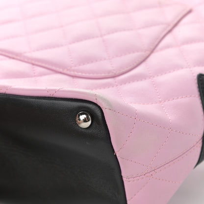 Chanel Calfskin Quilted Medium Cambon Tote Pink Black 11 of 16