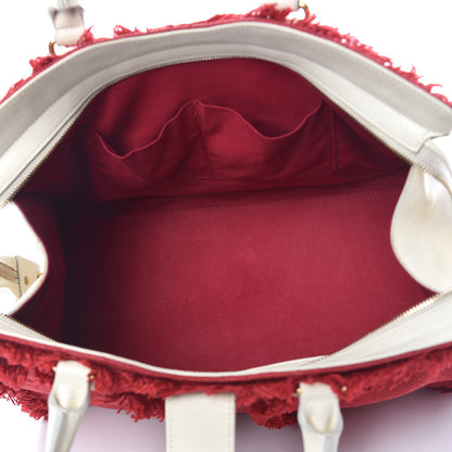 Saint Laurent Linen Fringe Medium Cabas ChYc Red 5 of 19