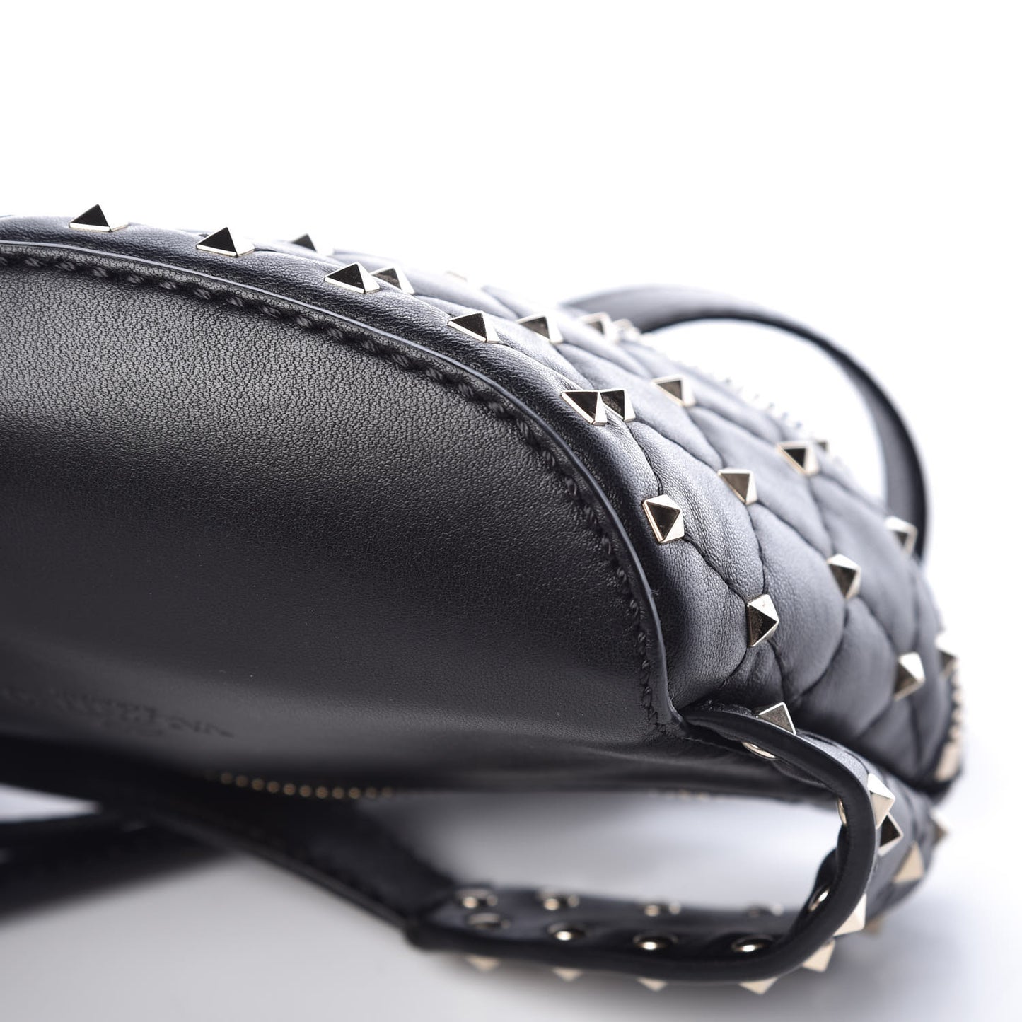 Lambskin Rockstud Spike Belt Bag Black