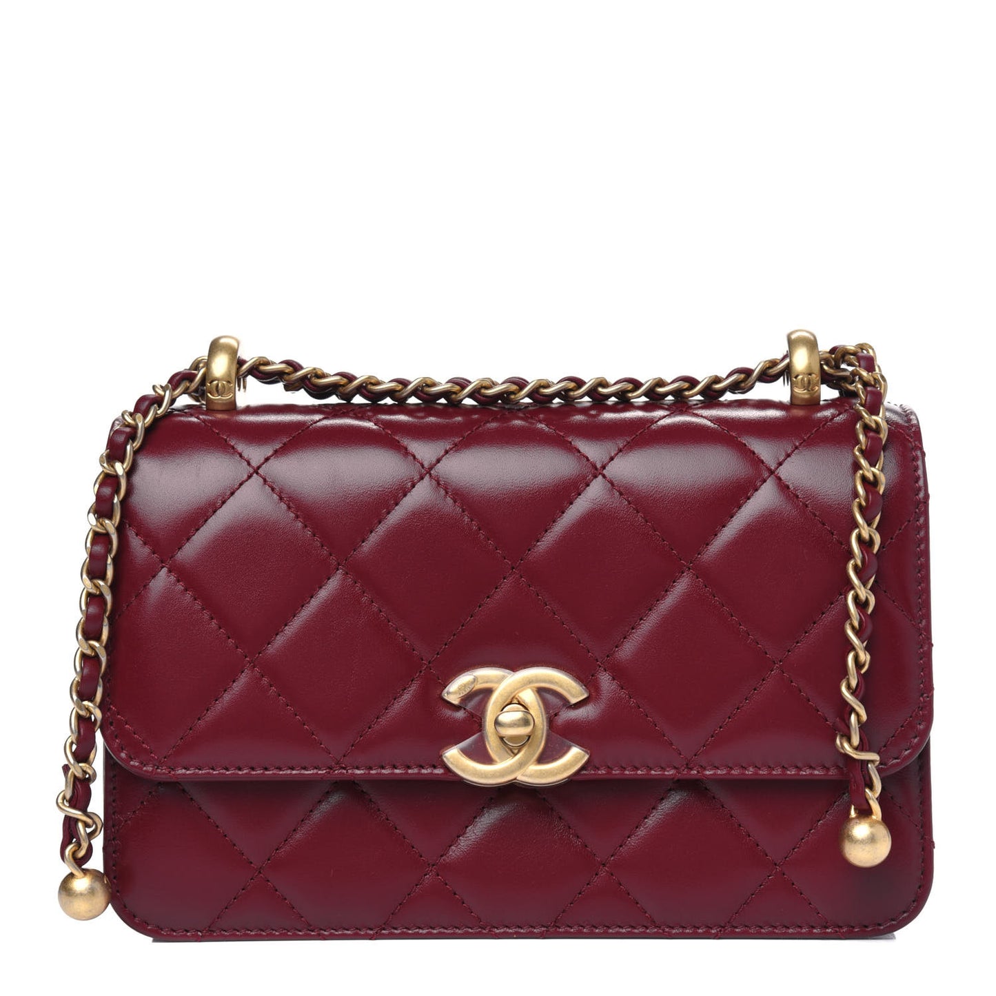 Calfskin Quilted Mini Perfect Fit Flap Burgundy