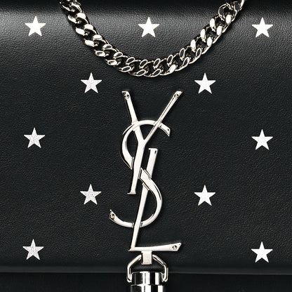 Saint Laurent Calfskin Star Print Monogram Kate Tassel Chain Wallet Black Silver 8 of 11