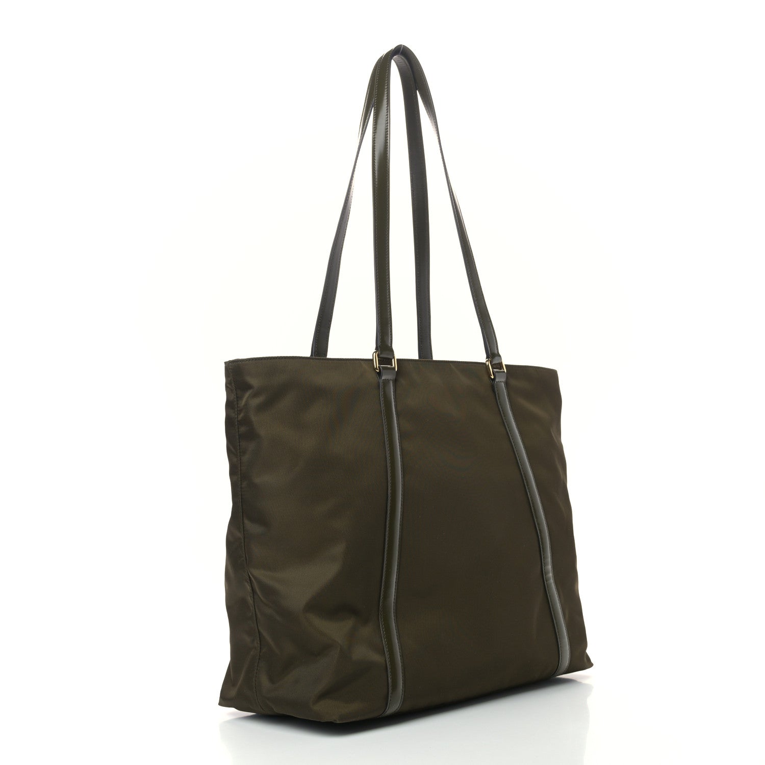 Prada Tessuto Nylon Soft Calfskin Tote Militare 2 of 9