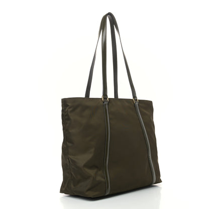 Prada Tessuto Nylon Soft Calfskin Tote Militare 2 of 9