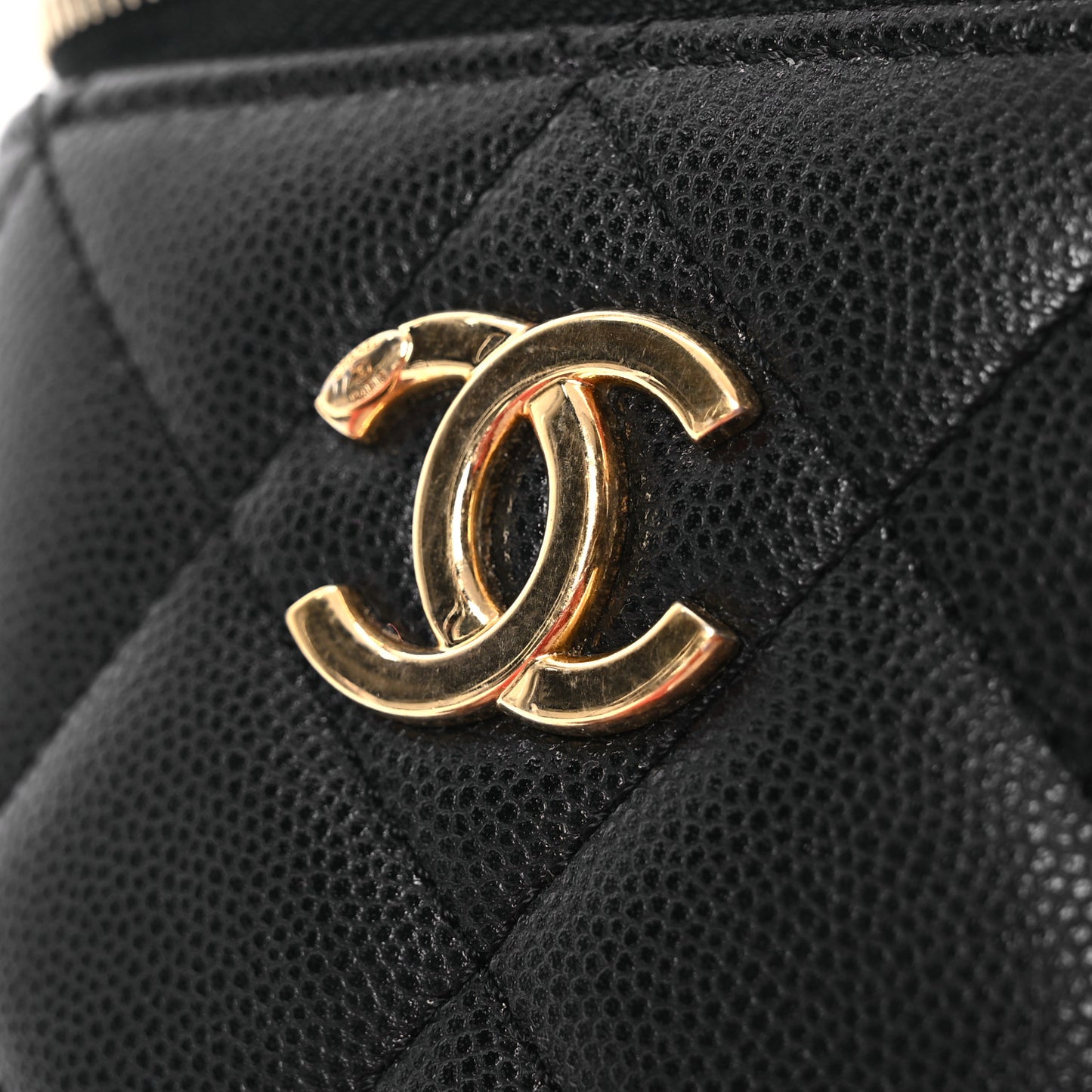 Caviar Quilted Small Vertical Vanity Case With Chain Black