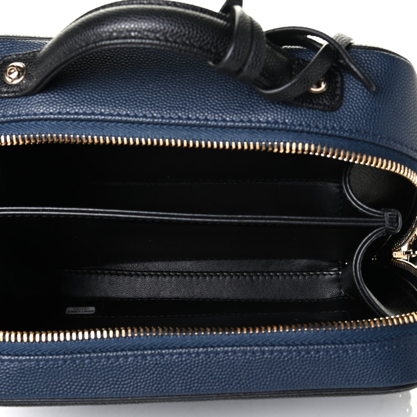 Caviar Quilted Small CC Filigree Vanity Case Navy Black
