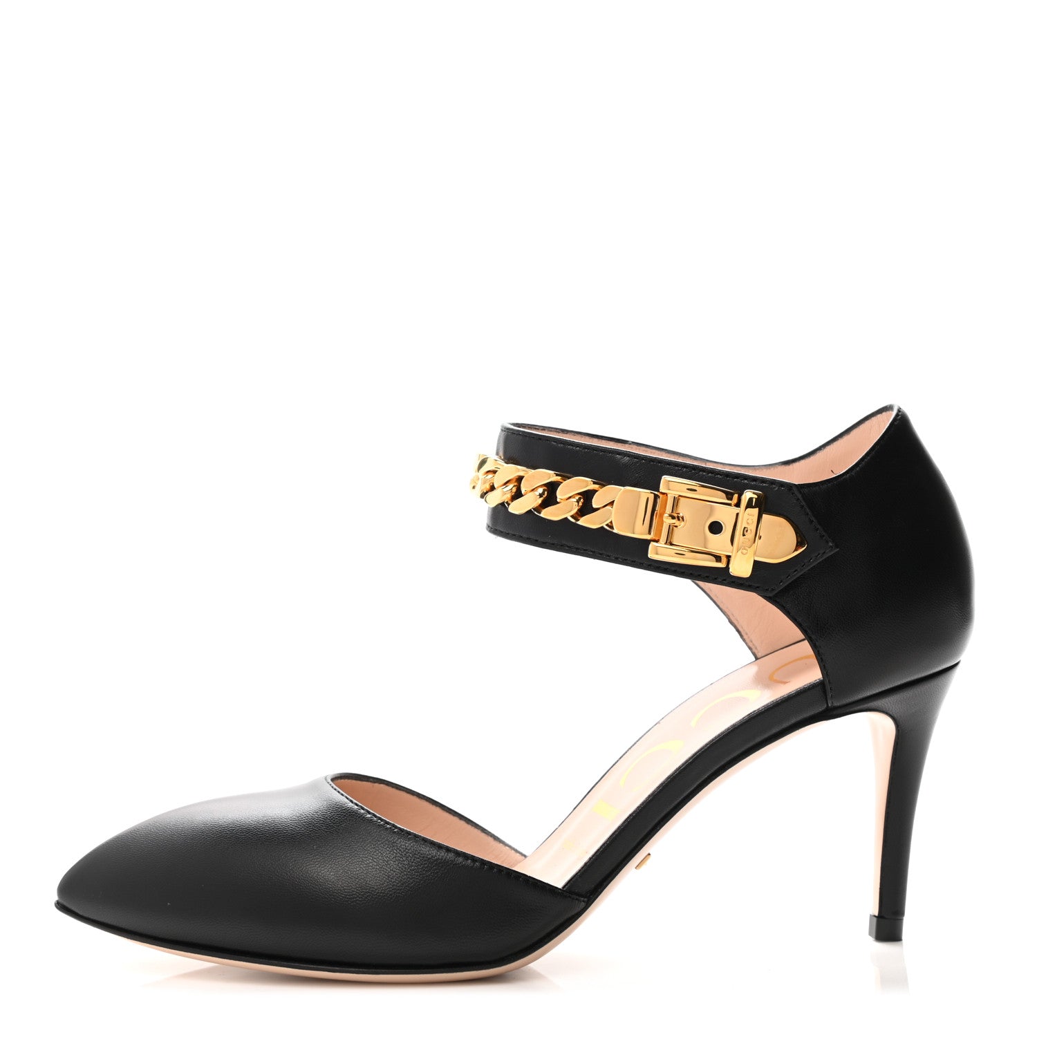 Gucci Malaga Kid Sylvie Chain Pumps 37 Black 1 of 10