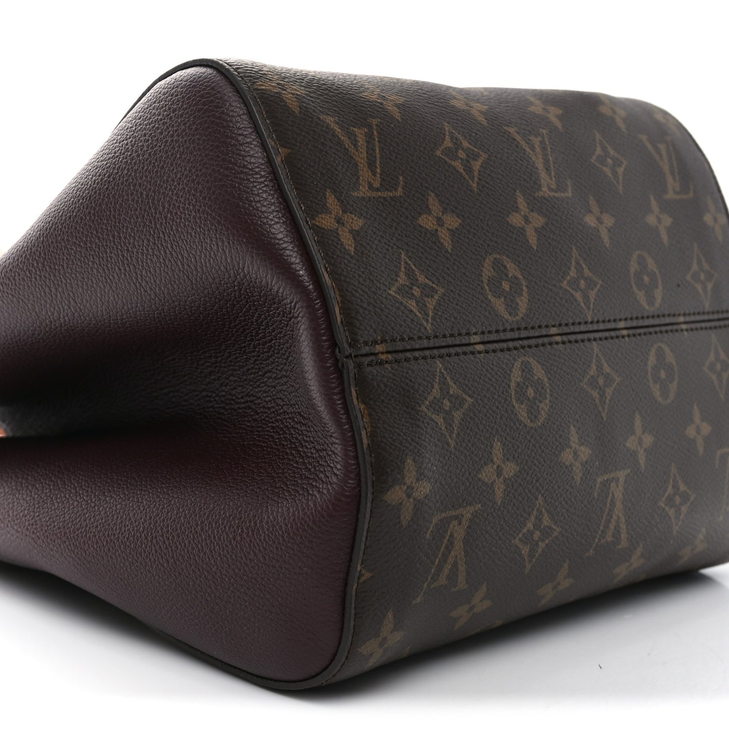 Calfskin Monogram Fold Tote MM Black Wine Cream