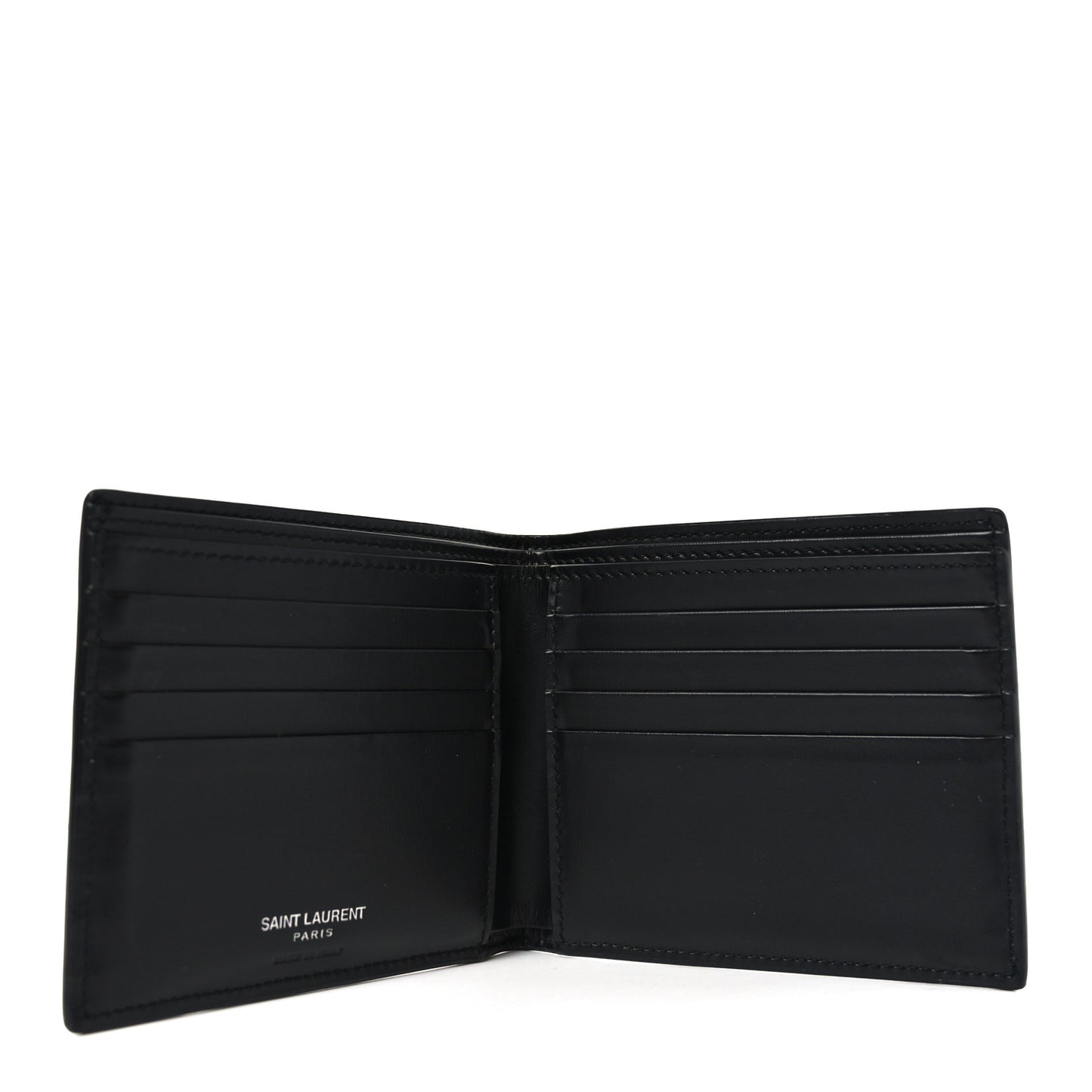 Matte Calfskin Tiny Cassandre East West Wallet Black