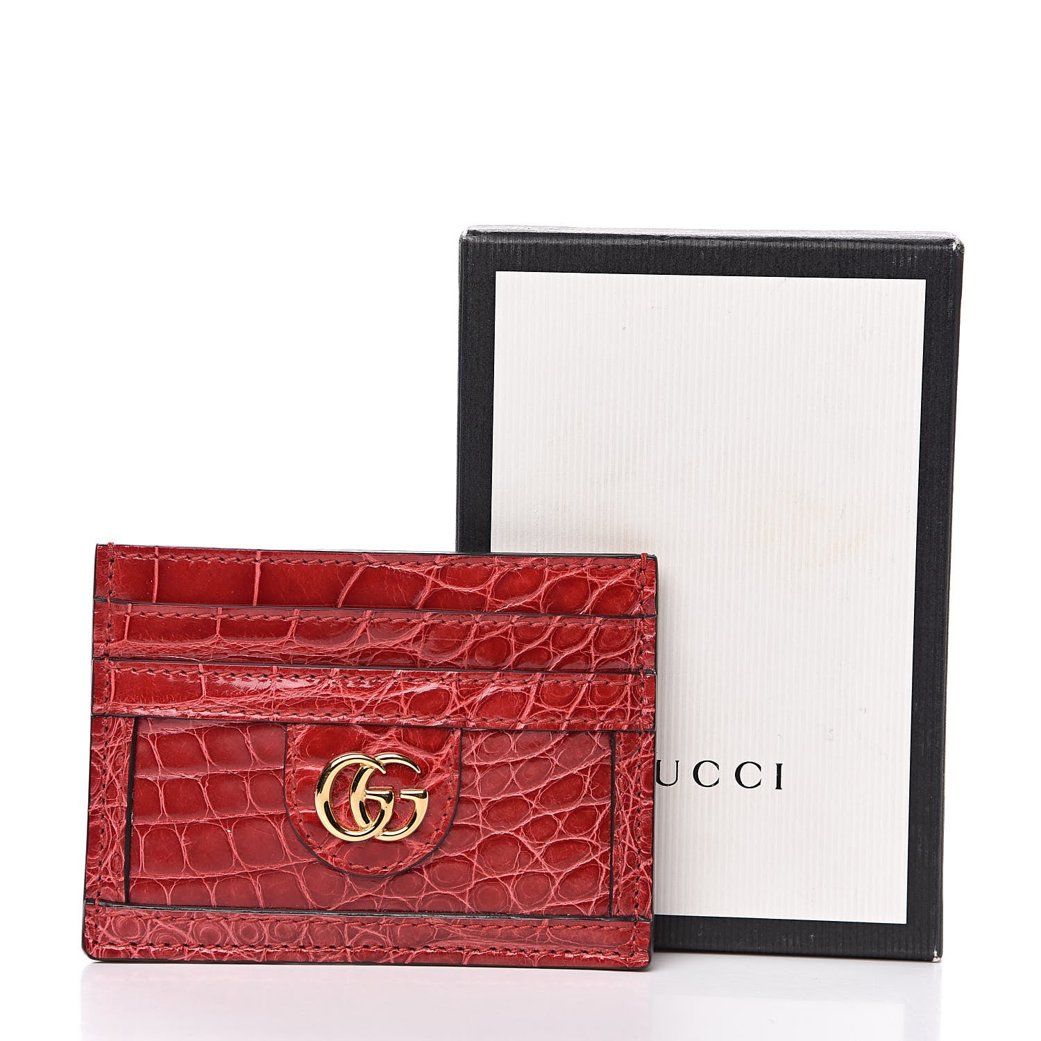 Gucci Crocodile GG Ophidia Card Holder Hibiscus Red 7 of 7