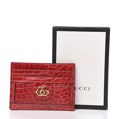 Gucci Crocodile GG Ophidia Card Holder Hibiscus Red 7 of 7