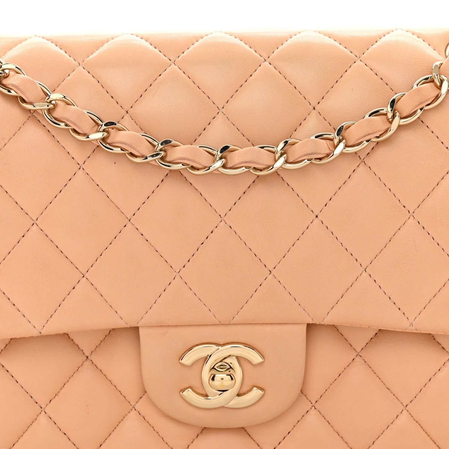 Chanel Lambskin Quilted Medium Double Flap Light Orange 5 of 13