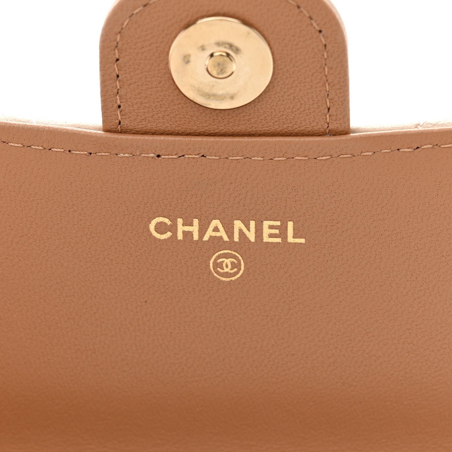 Chanel Lambskin Quilted Flap Phone Holder With Chain Beige Brown 6 of 12