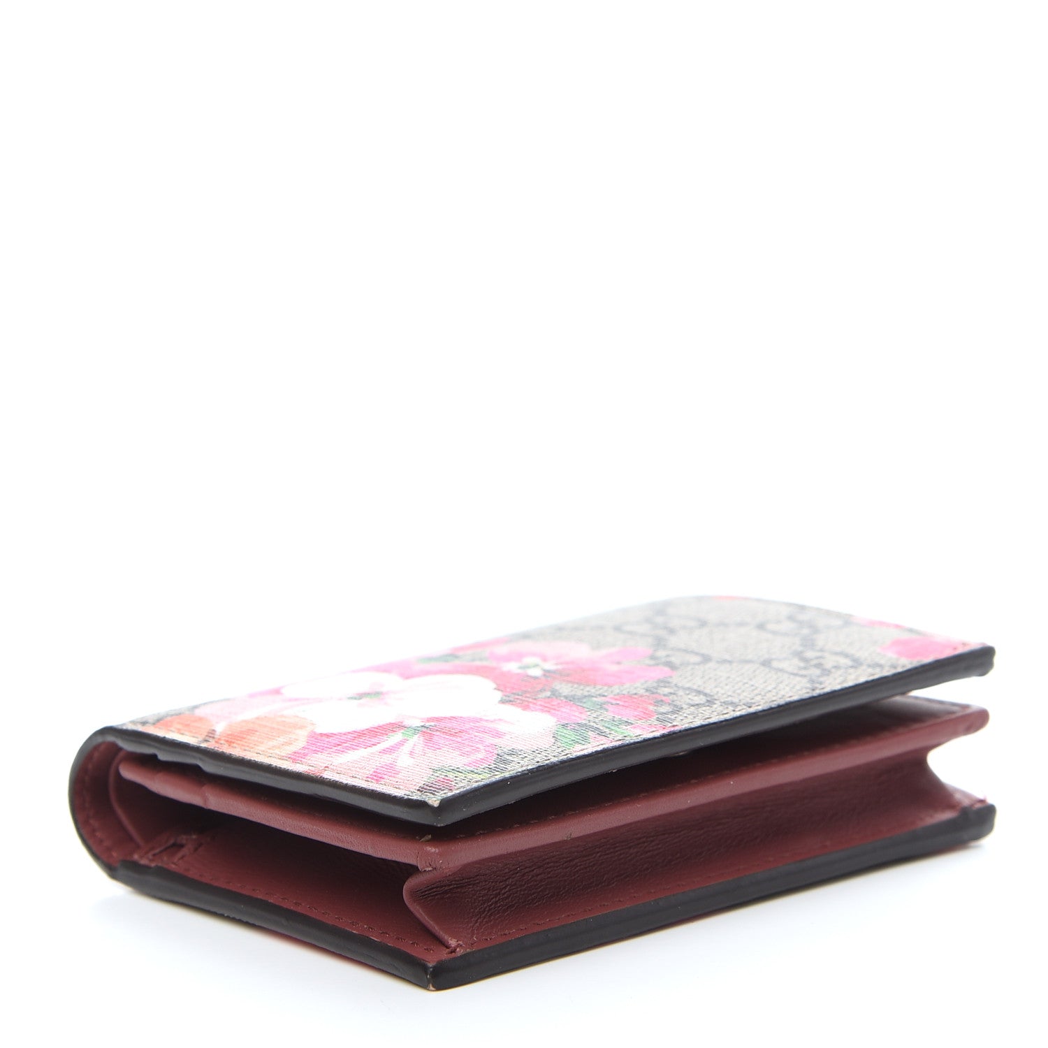 Gucci GG Supreme Monogram Blooms Card Case Wallet Beige Multicolor Dry Rose 4 of 7