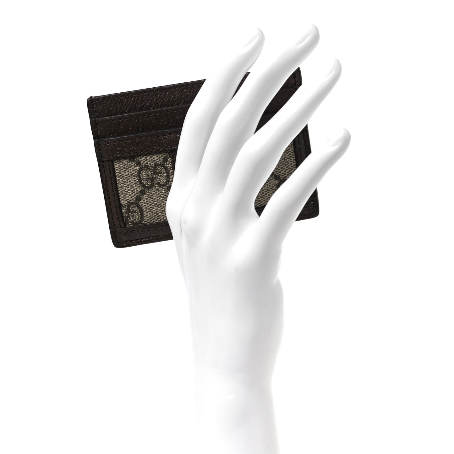 GG Supreme Monogram Textured Dollar Calfskin Ophidia Card Holder Beige Ebony New Acero