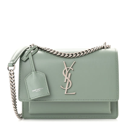Saint Laurent Calfskin Small Monogram Sunset Vert Opaline 1 of 9