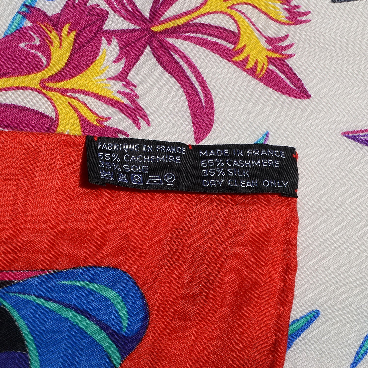Hermes Cashmere Silk Flamingo Party Shawl 140 Rouge Vif Blanc Bleu 7 of 7