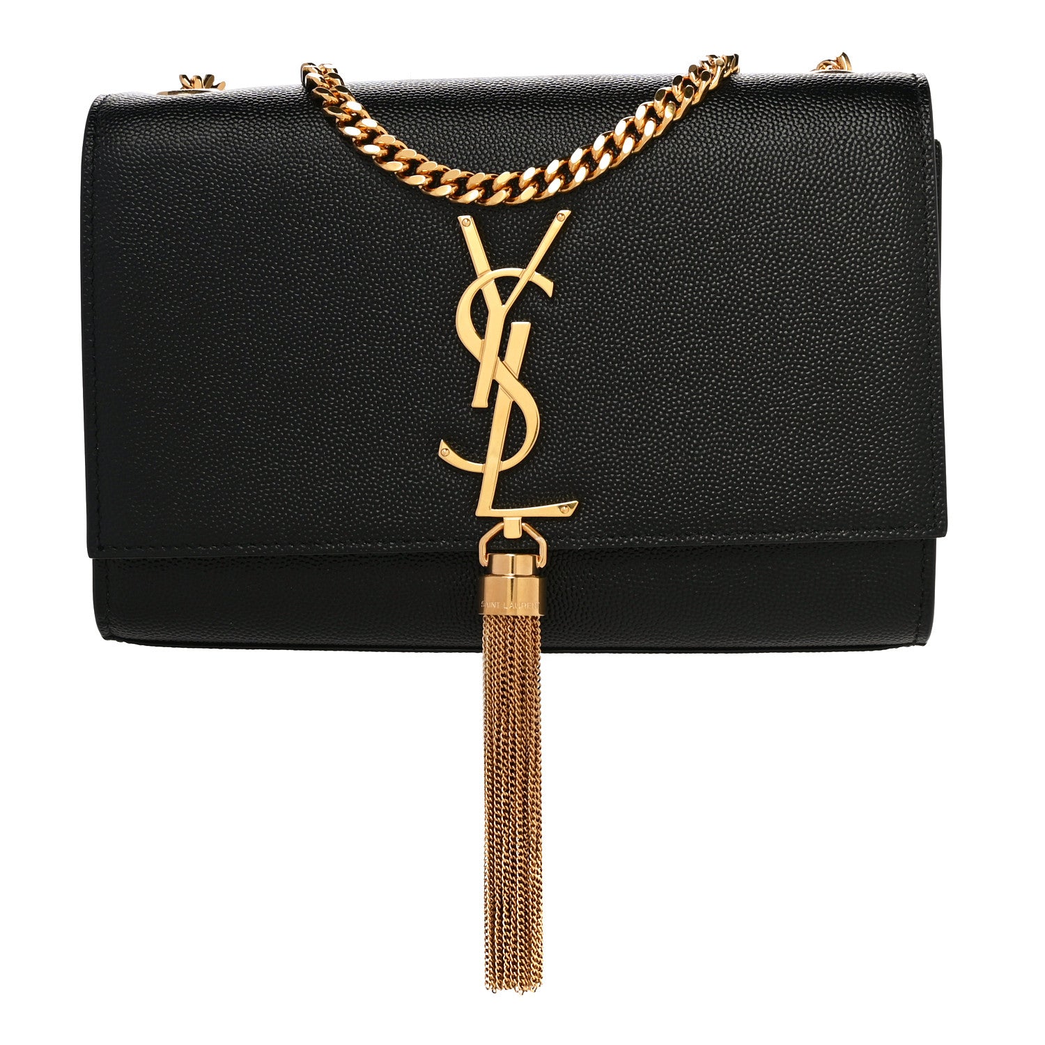 Saint Laurent Grain De Poudre Small Classic Monogram Kate Tassel Satchel Black 1 of 10