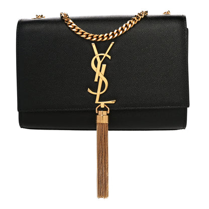 Saint Laurent Grain De Poudre Small Classic Monogram Kate Tassel Satchel Black 1 of 10